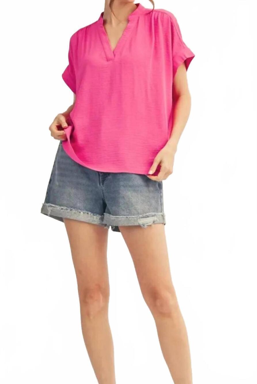NEW JODIFL v-neck straight blouse in hot pink
